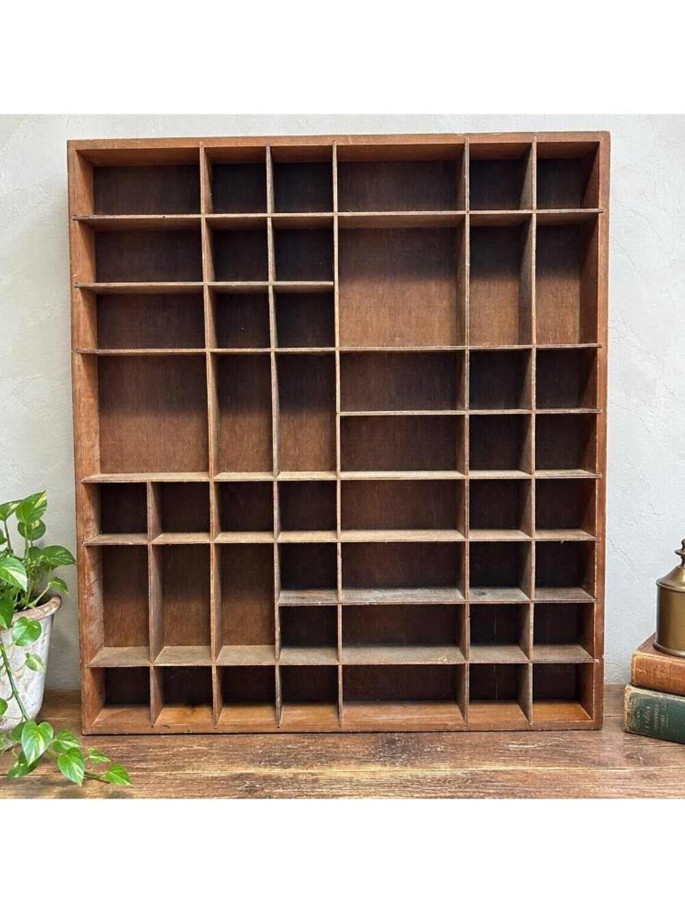 Vintage Wooden Large Trinket Knick Knack Display Shelf Hanging Cubby Shadow Box